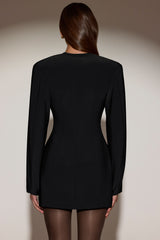 Single-Breasted Blazer Mini Dress in Black