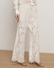 Daisy Wide-Leg Eyelet Pant