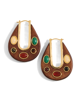 Wood Embellished Drop Hoop