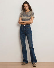 Beverly Patch-Pocket Skinny-Flare Jean