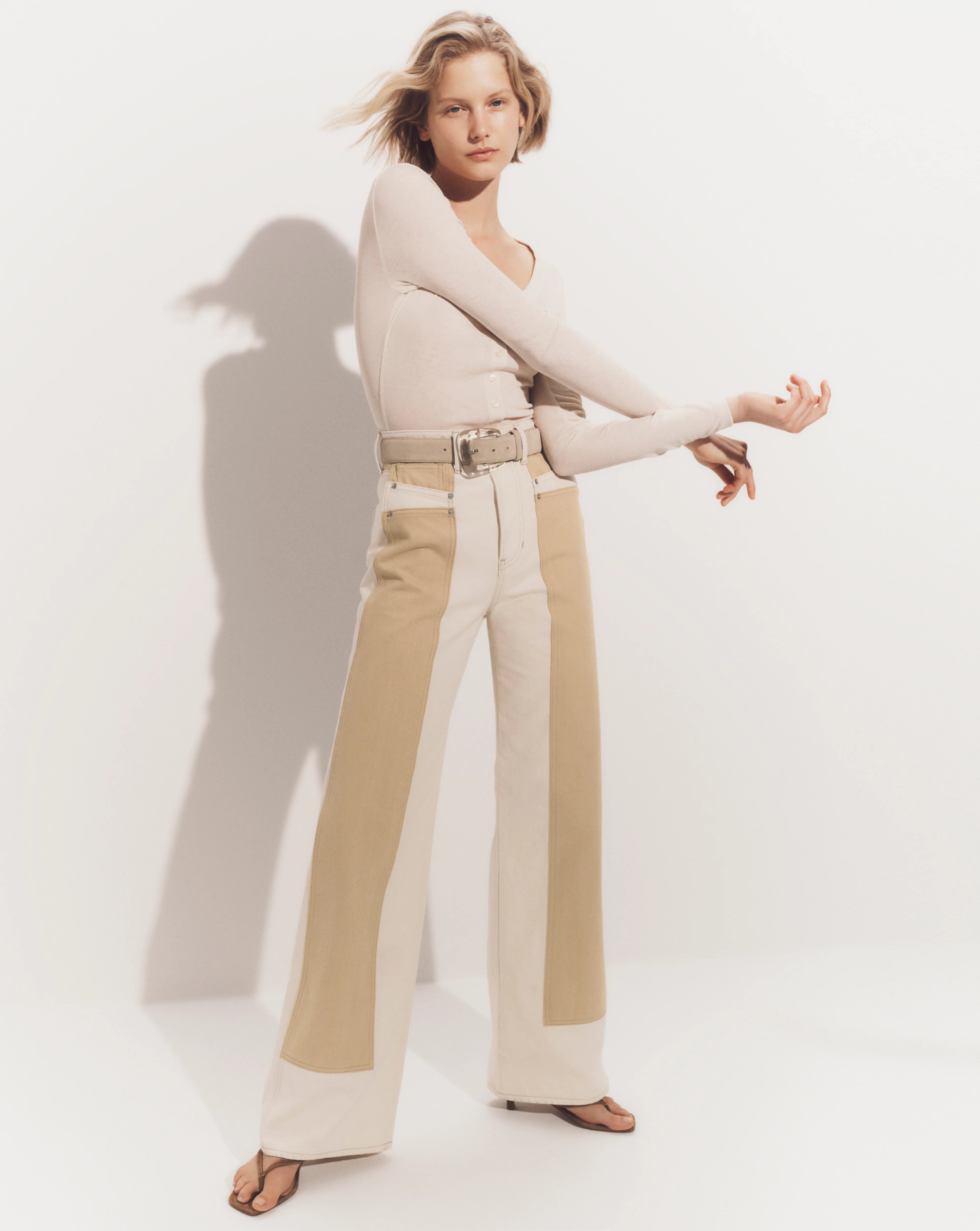 Taylor Color-Block Wide-Leg Jean