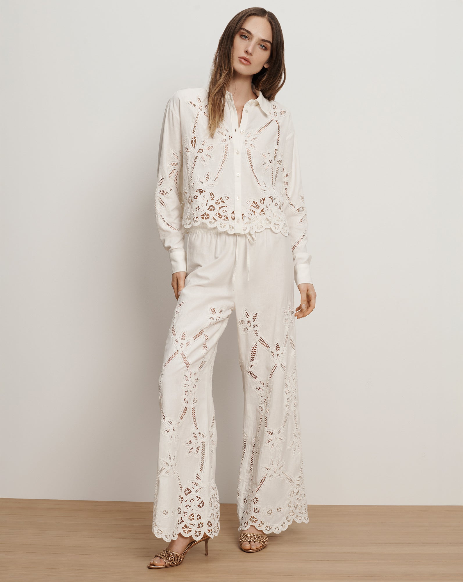 Aderes Eyelet Button-Down Shirt