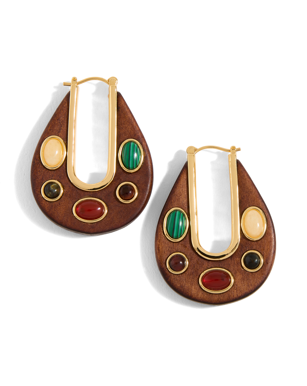 Wood Embellished Drop Hoop