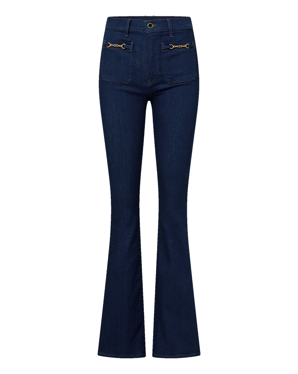 Beverly Chain-Pocket Skinny-Flare Jean