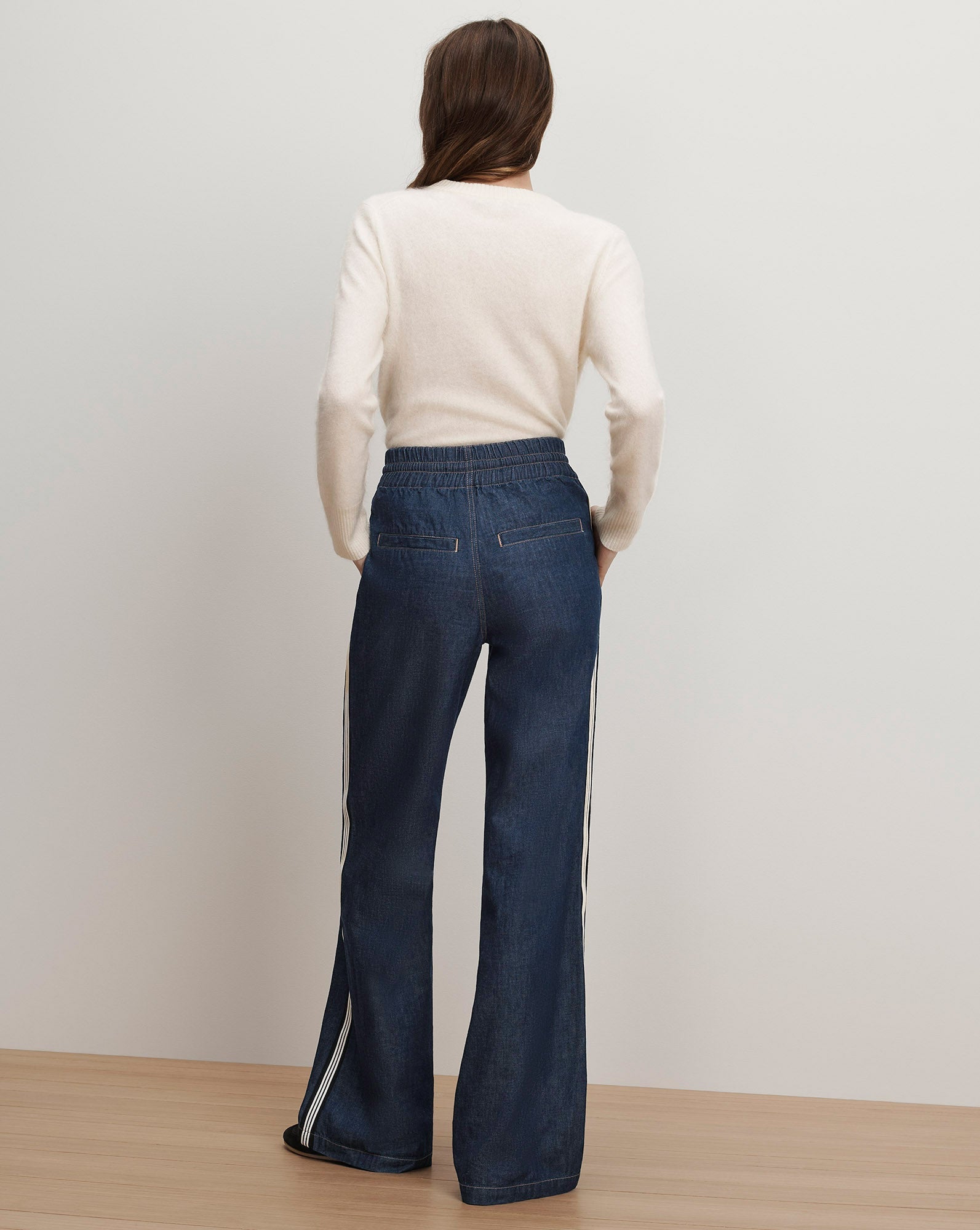 Taylor Track-Stripe Wide-Leg Jean