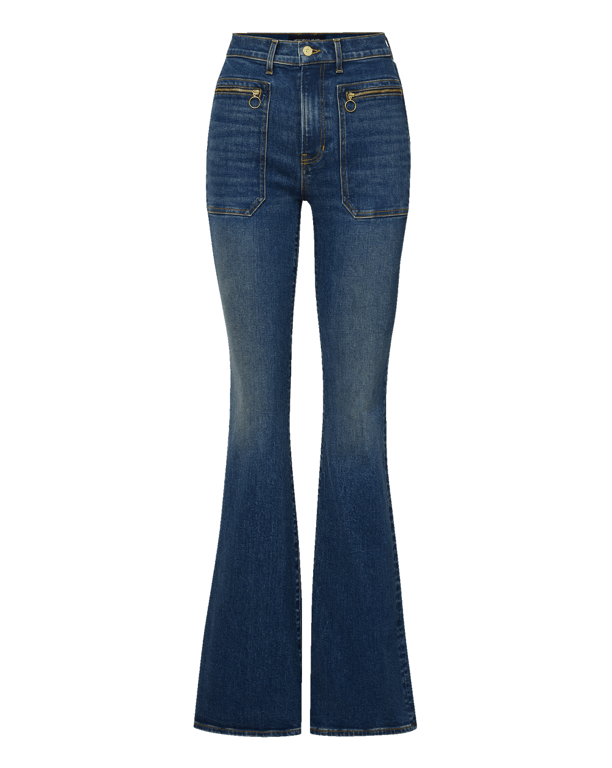 Beverly Patch-Pocket Skinny-Flare Jean