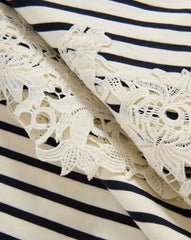 Rhue Striped Lace-Hem Mini Dress
