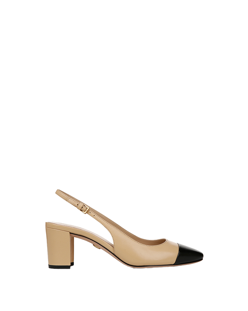 Cecile Leather Cap-Toe Slingback Pump
