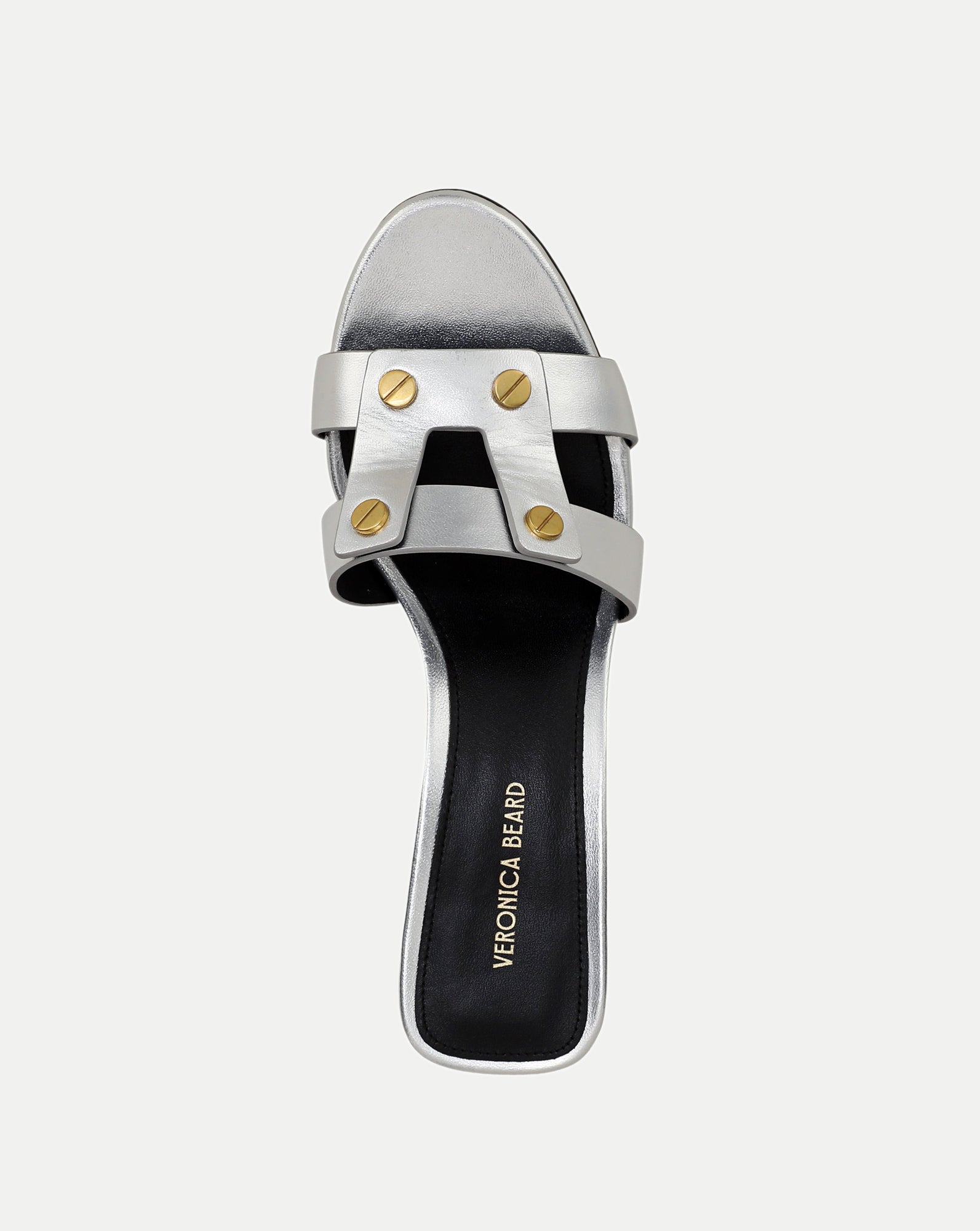 Via Silver Mid-Heel Sandal