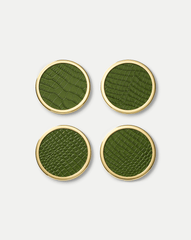 Croc-Embossed Leather Coaster Set