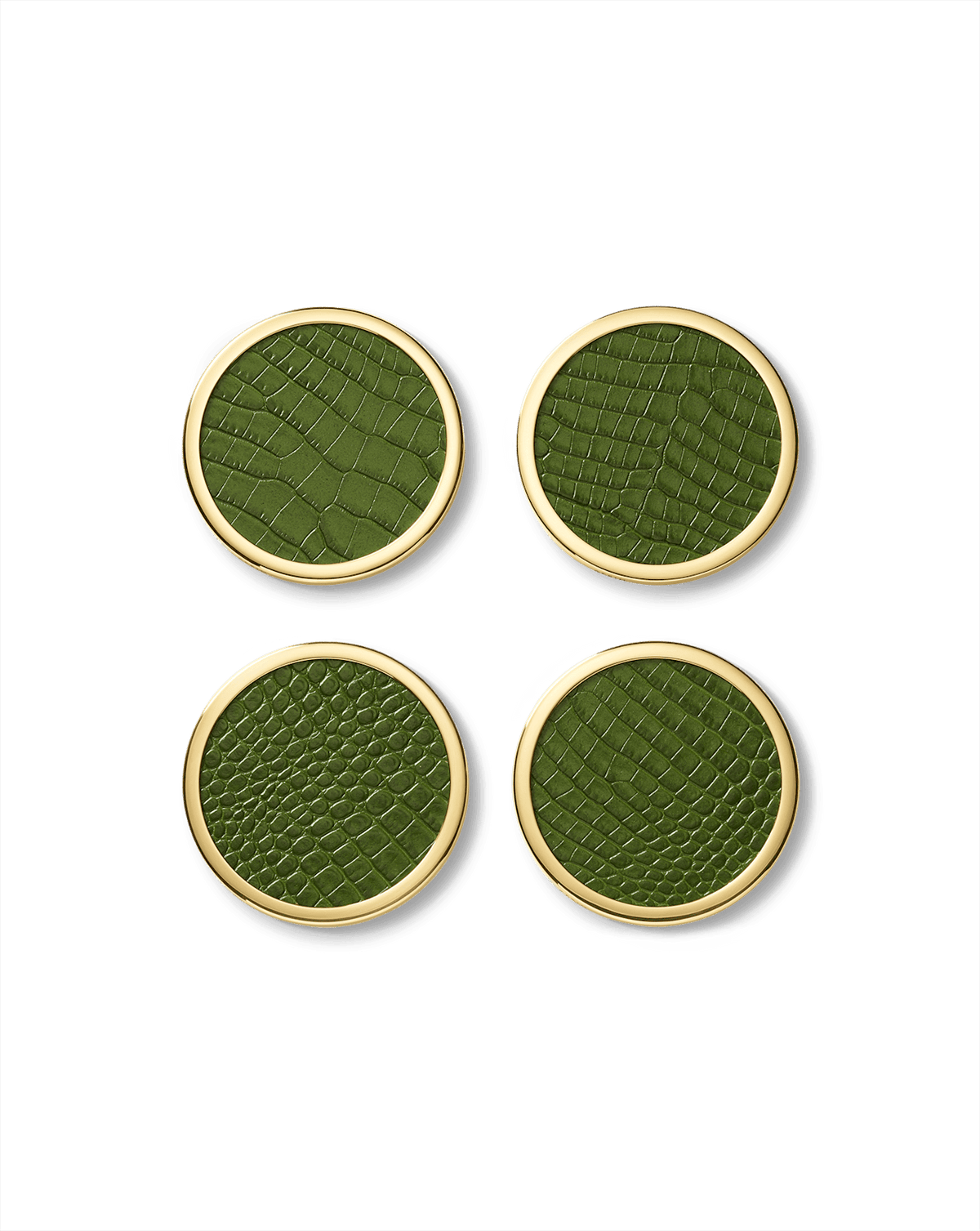 Croc-Embossed Leather Coaster Set