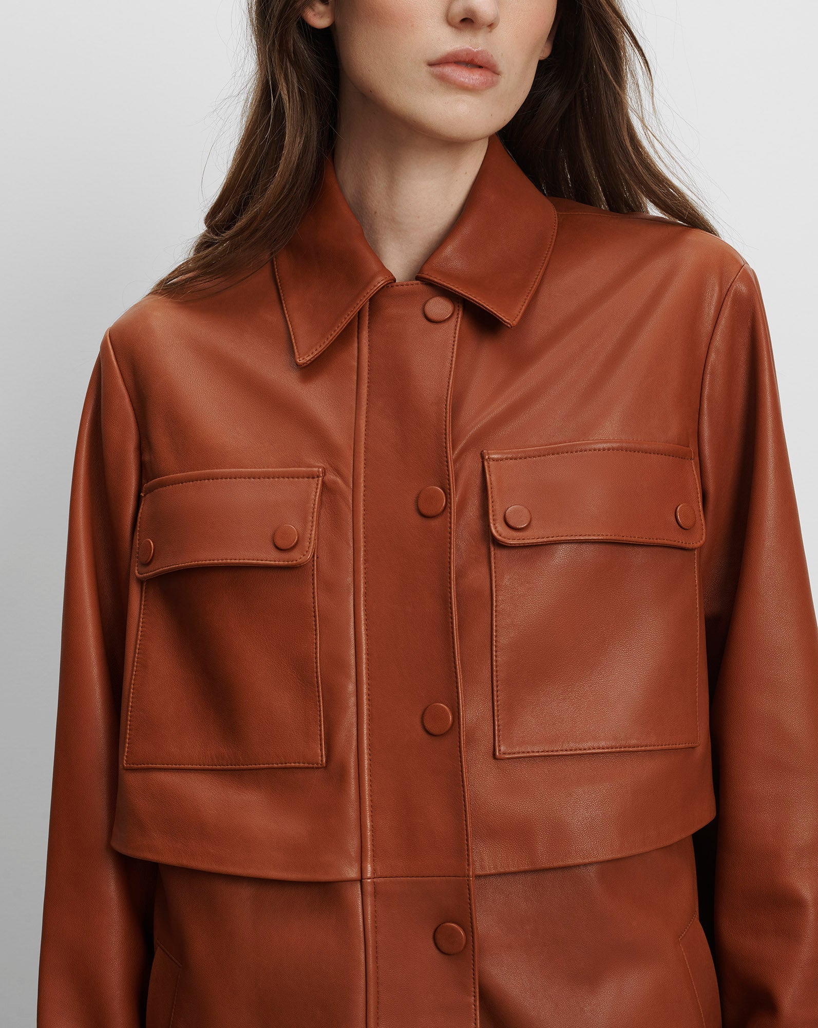 Liora Leather Utility Dickey Coat